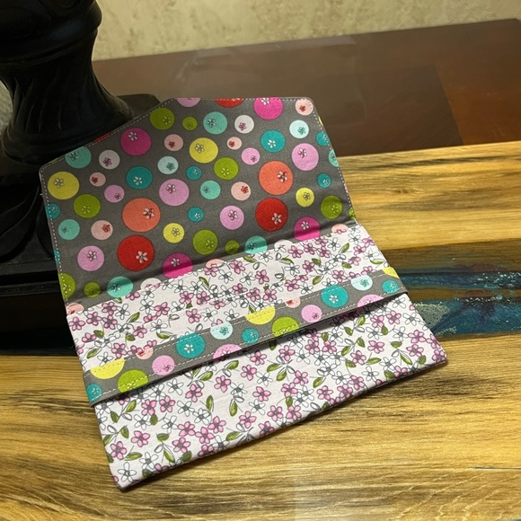 Flowers and Dots Cash Envelope/Receipt holder Fabric Handmade Wallet - Picture 3 of 4